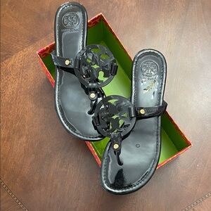 Tory Burch Glossy Black Sandals
